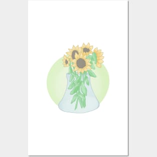 Sunflowers in a vase Posters and Art